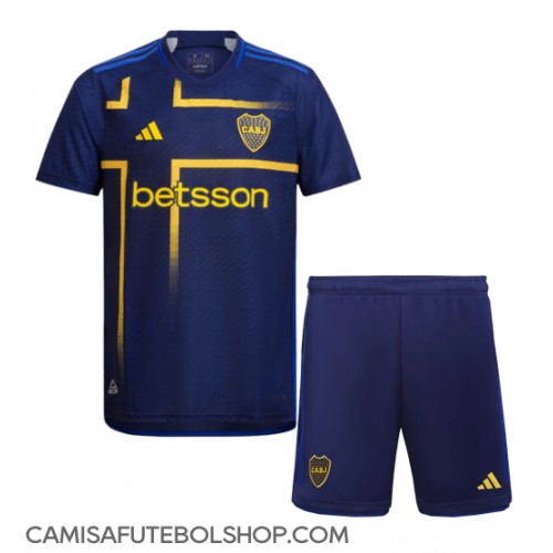 Camisa de time de futebol Boca Juniors Replicas 3º Equipamento Infantil 2024-25 Manga Curta (+ Calças curtas)